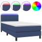 vidaXL Κρεβάτι Boxspring με Στρώμα & LED Μπλε 90x190 εκ. Υφασμάτινο