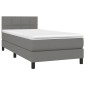 vidaXL Κρεβάτι Boxspring με Στρώμα & LED Σκ.Γκρι 100x200 εκ Υφασμάτινο