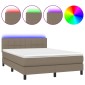 vidaXL Κρεβάτι Boxspring με Στρώμα & LED Taupe 140x190 εκ. Υφασμάτινο