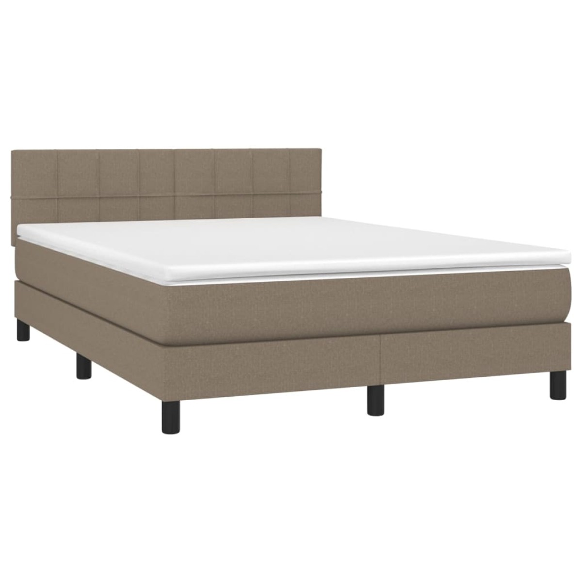 vidaXL Κρεβάτι Boxspring με Στρώμα & LED Taupe 140x190 εκ. Υφασμάτινο