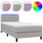 vidaXL Κρεβάτι Boxspring με Στρώμα & LED Αν.Γκρι 90x190 εκ. Υφασμάτινο
