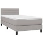 vidaXL Κρεβάτι Boxspring με Στρώμα & LED Αν.Γκρι 90x200 εκ. Υφασμάτινο