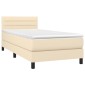 vidaXL Κρεβάτι Boxspring με Στρώμα & LED Κρεμ 90x200 εκ. Υφασμάτινο