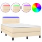 vidaXL Κρεβάτι Boxspring με Στρώμα & LED Κρεμ 120x200 εκ. Υφασμάτινο