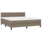 vidaXL Κρεβάτι Boxspring με Στρώμα & LED Taupe 160x200 εκ. Υφασμάτινο