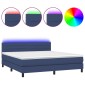 vidaXL Κρεβάτι Boxspring με Στρώμα & LED Μπλε 160x200 εκ. Υφασμάτινο