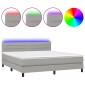 vidaXL Κρεβάτι Boxspring με Στρώμα & LED Αν.Γκρι 180x200 εκ Υφασμάτινο