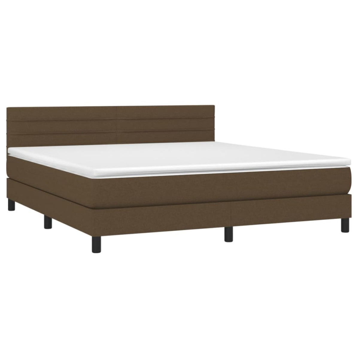 vidaXL Κρεβάτι Boxspring με Στρώμα & LED Σκ.Καφέ 180x200εκ. Υφασμάτινο