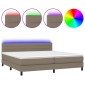 vidaXL Κρεβάτι Boxspring με Στρώμα & LED Taupe 200x200 εκ. Υφασμάτινο