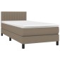 vidaXL Κρεβάτι Boxspring με Στρώμα & LED Taupe 90x200 εκ. Υφασμάτινο