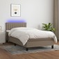 vidaXL Κρεβάτι Boxspring με Στρώμα & LED Taupe 90x200 εκ. Υφασμάτινο