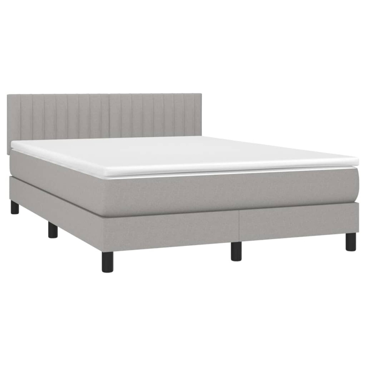 vidaXL Κρεβάτι Boxspring με Στρώμα & LED Αν.Γκρι 140x190εκ. Υφασμάτινο