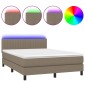 vidaXL Κρεβάτι Boxspring με Στρώμα & LED Taupe 140x200 εκ. Υφασμάτινο