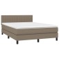 vidaXL Κρεβάτι Boxspring με Στρώμα & LED Taupe 140x200 εκ. Υφασμάτινο