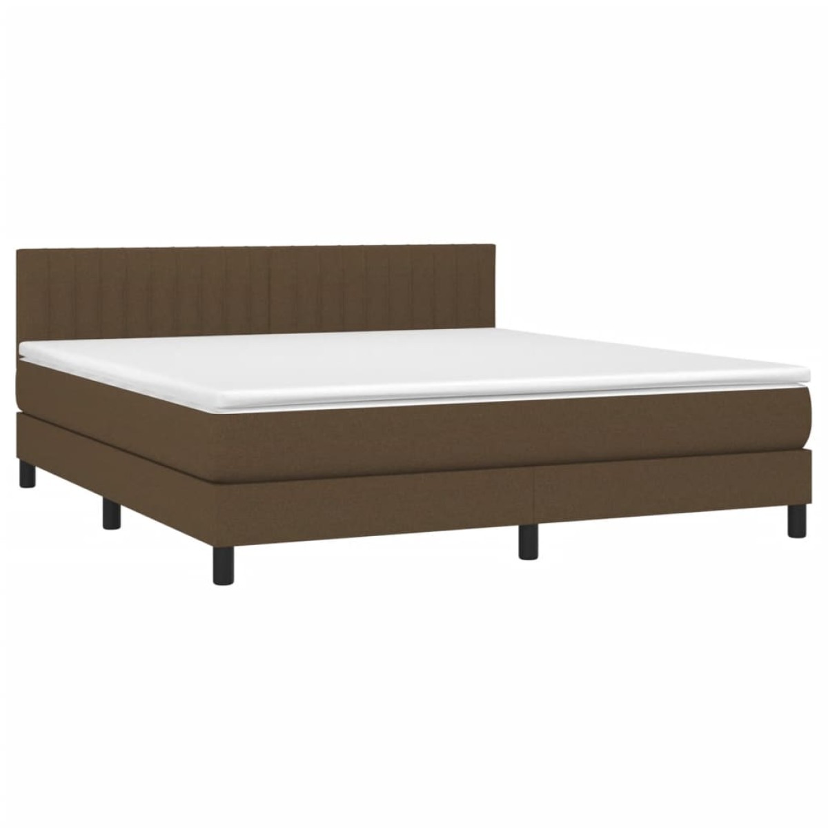 vidaXL Κρεβάτι Boxspring με Στρώμα & LED Σκ.Καφέ 160x200 εκ Υφασμάτινο