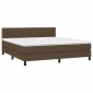 vidaXL Κρεβάτι Boxspring με Στρώμα & LED Σκ.Καφέ 160x200 εκ Υφασμάτινο