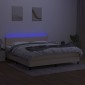 vidaXL Κρεβάτι Boxspring με Στρώμα & LED Κρεμ 160x200 εκ. Υφασμάτινο