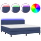 vidaXL Κρεβάτι Boxspring με Στρώμα & LED Μπλε 160x200 εκ. Υφασμάτινο