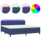 vidaXL Κρεβάτι Boxspring με Στρώμα & LED Μπλε 200x200 εκ. Υφασμάτινο