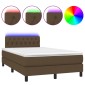 vidaXL Κρεβάτι Boxspring με Στρώμα & LED Σκ.Καφέ 120x200 εκ Υφασμάτινο