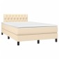 vidaXL Κρεβάτι Boxspring με Στρώμα & LED Κρεμ 120x200 εκ. Υφασμάτινο