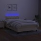 vidaXL Κρεβάτι Boxspring με Στρώμα & LED Κρεμ 120x200 εκ. Υφασμάτινο