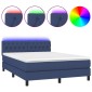 vidaXL Κρεβάτι Boxspring με Στρώμα & LED Μπλε 140x200 εκ. Υφασμάτινο