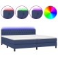 vidaXL Κρεβάτι Boxspring με Στρώμα & LED Μπλε 200x200 εκ. Υφασμάτινο