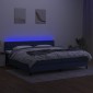 vidaXL Κρεβάτι Boxspring με Στρώμα & LED Μπλε 200x200 εκ. Υφασμάτινο