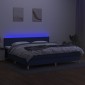 vidaXL Κρεβάτι Boxspring με Στρώμα & LED Μπλε 200x200 εκ. Υφασμάτινο