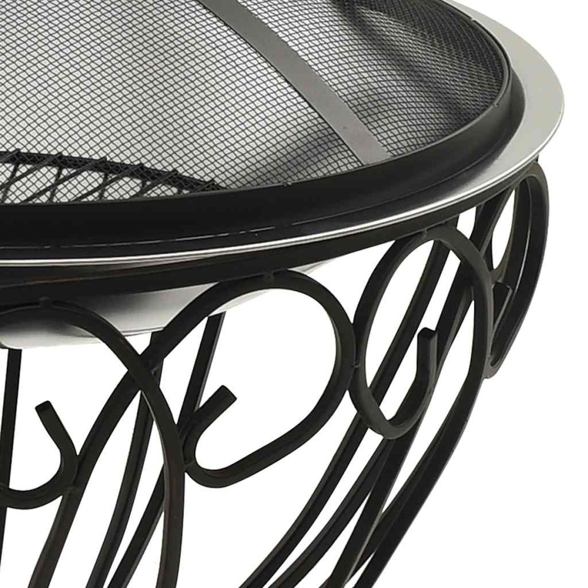 313360 vidaXL 2-in-1 Fire Pit and BBQ with Poker 59x59x60 cm Stainless Steel