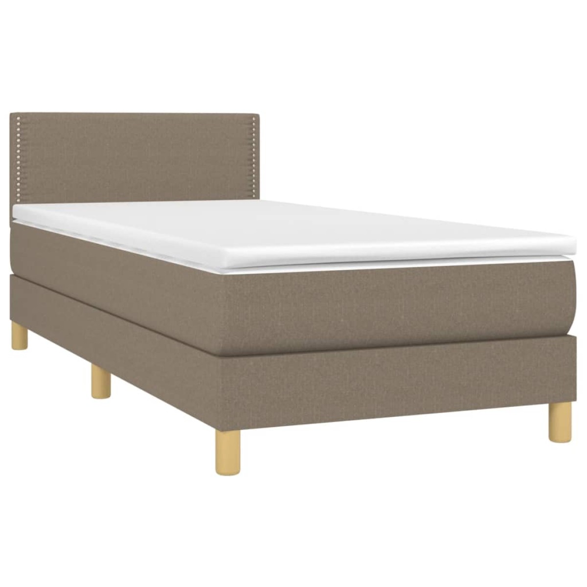 vidaXL Κρεβάτι Boxspring με Στρώμα & LED Taupe 90x190 εκ. Υφασμάτινο