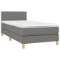 vidaXL Κρεβάτι Boxspring με Στρώμα & LED Σκ.Γκρι 100x200 εκ Υφασμάτινο