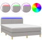 vidaXL Κρεβάτι Boxspring με Στρώμα & LED Αν.Γκρι 140x200 εκ Υφασμάτινο