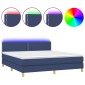 vidaXL Κρεβάτι Boxspring με Στρώμα & LED Μπλε 180x200 εκ. Υφασμάτινο