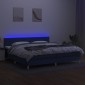 vidaXL Κρεβάτι Boxspring με Στρώμα & LED Μπλε 200x200 εκ. Υφασμάτινο