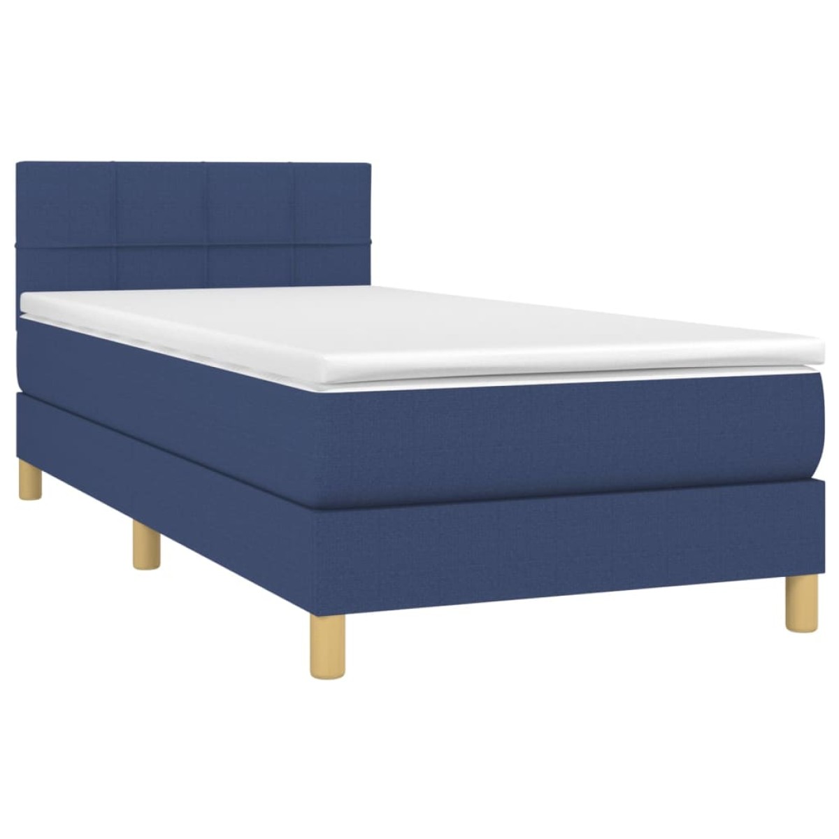 vidaXL Κρεβάτι Boxspring με Στρώμα & LED Μπλε 90x200 εκ. Υφασμάτινο