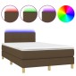 vidaXL Κρεβάτι Boxspring με Στρώμα & LED Σκ.Καφέ 120x200 εκ Υφασμάτινο