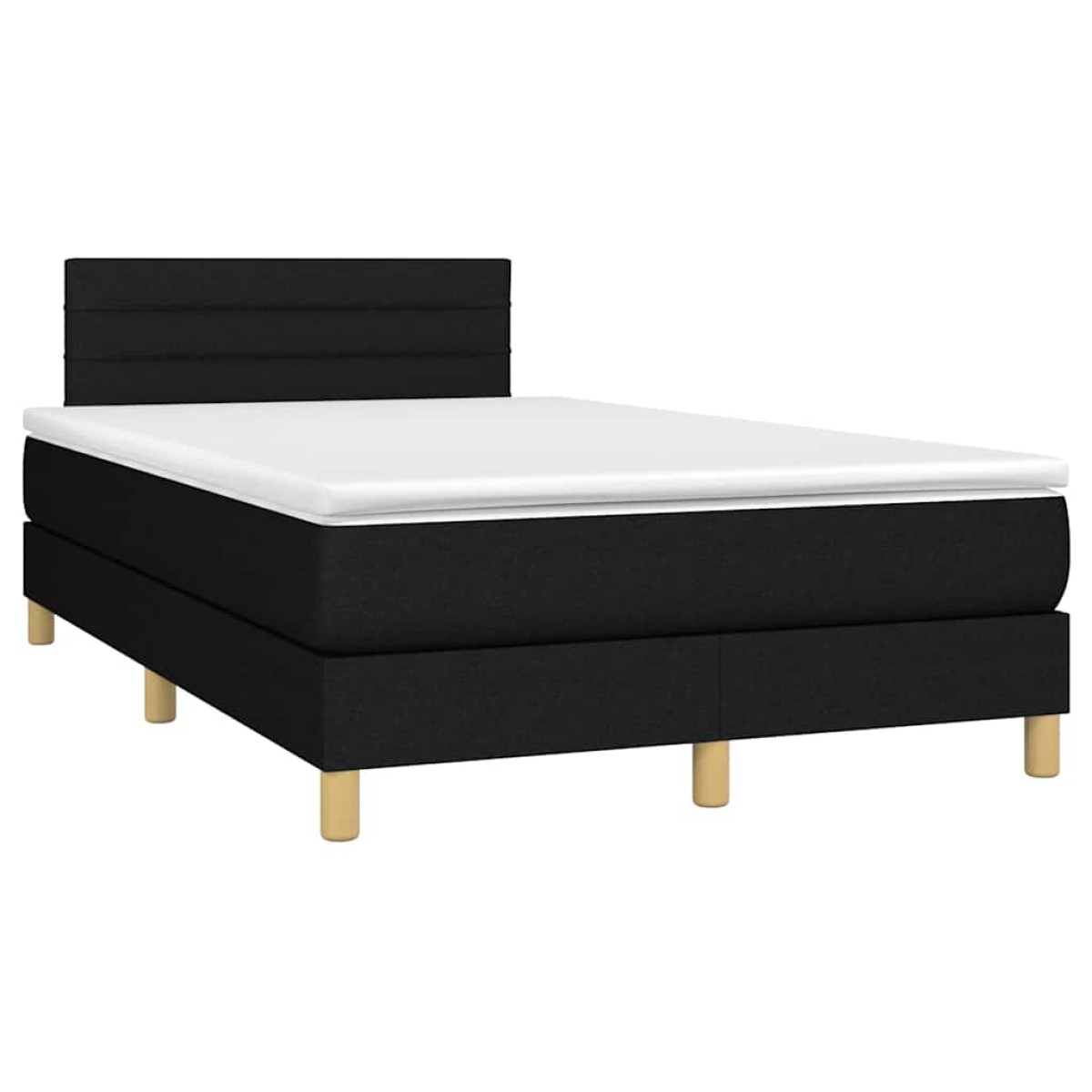 vidaXL Κρεβάτι Boxspring με Στρώμα & LED Μαύρο 120x200 εκ. Υφασμάτινο
