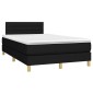 vidaXL Κρεβάτι Boxspring με Στρώμα & LED Μαύρο 120x200 εκ. Υφασμάτινο