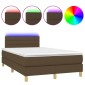 vidaXL Κρεβάτι Boxspring με Στρώμα & LED Σκ.Καφέ 120x200 εκ Υφασμάτινο
