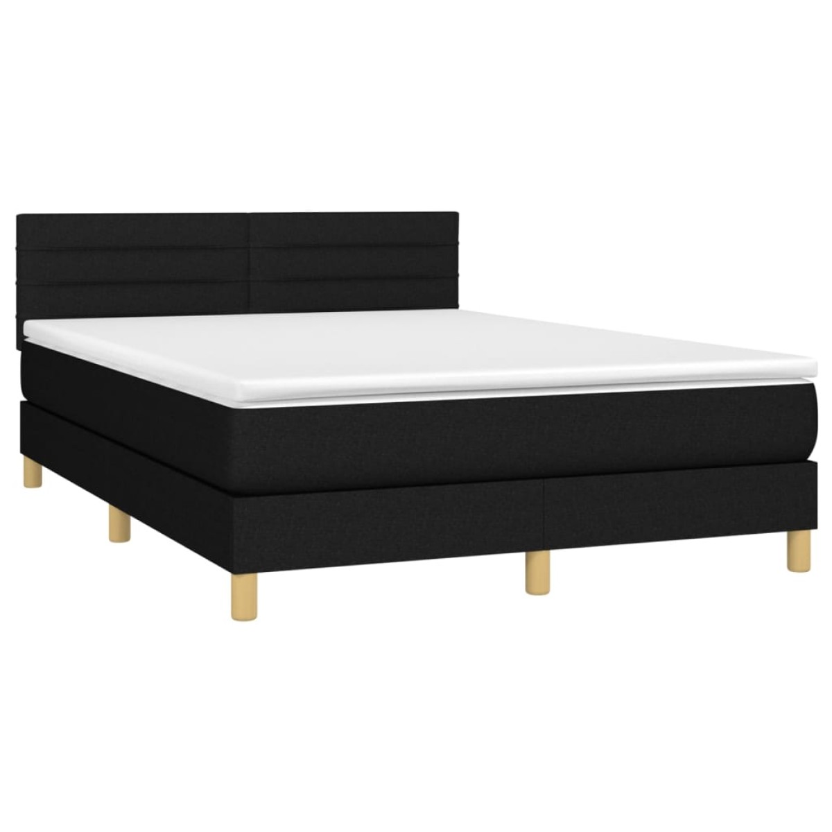 vidaXL Κρεβάτι Boxspring με Στρώμα & LED Μαύρο 140x190 εκ. Υφασμάτινο