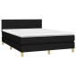 vidaXL Κρεβάτι Boxspring με Στρώμα & LED Μαύρο 140x190 εκ. Υφασμάτινο