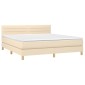 vidaXL Κρεβάτι Boxspring με Στρώμα & LED Κρεμ 160x200 εκ. Υφασμάτινο