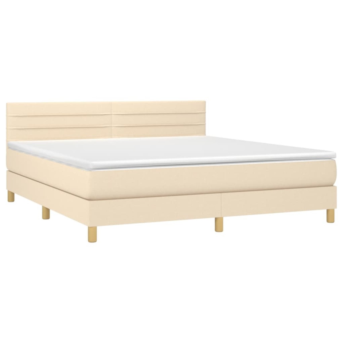 vidaXL Κρεβάτι Boxspring με Στρώμα & LED Κρεμ 180x200 εκ. Υφασμάτινο