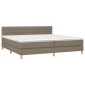 vidaXL Κρεβάτι Boxspring με Στρώμα & LED Taupe 200x200 εκ. Υφασμάτινο