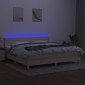 vidaXL Κρεβάτι Boxspring με Στρώμα & LED Κρεμ 200x200 εκ. Υφασμάτινο