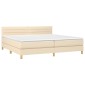 vidaXL Κρεβάτι Boxspring με Στρώμα & LED Κρεμ 200x200 εκ. Υφασμάτινο