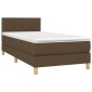 vidaXL Κρεβάτι Boxspring με Στρώμα & LED Σκ.Καφέ 100x200 εκ Υφασμάτινο