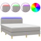 vidaXL Κρεβάτι Boxspring με Στρώμα & LED Αν.Γκρι 140x190εκ. Υφασμάτινο